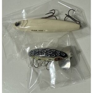 Vtg Fred Arbogast  JITTERBUG Topwater Yo-Zuri 3DB Walk The Dog Fishing Lures 2pc